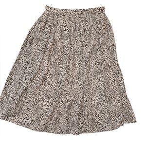 NWOT Who What Wear Neutral Leopard Pleated Maxi Skirt